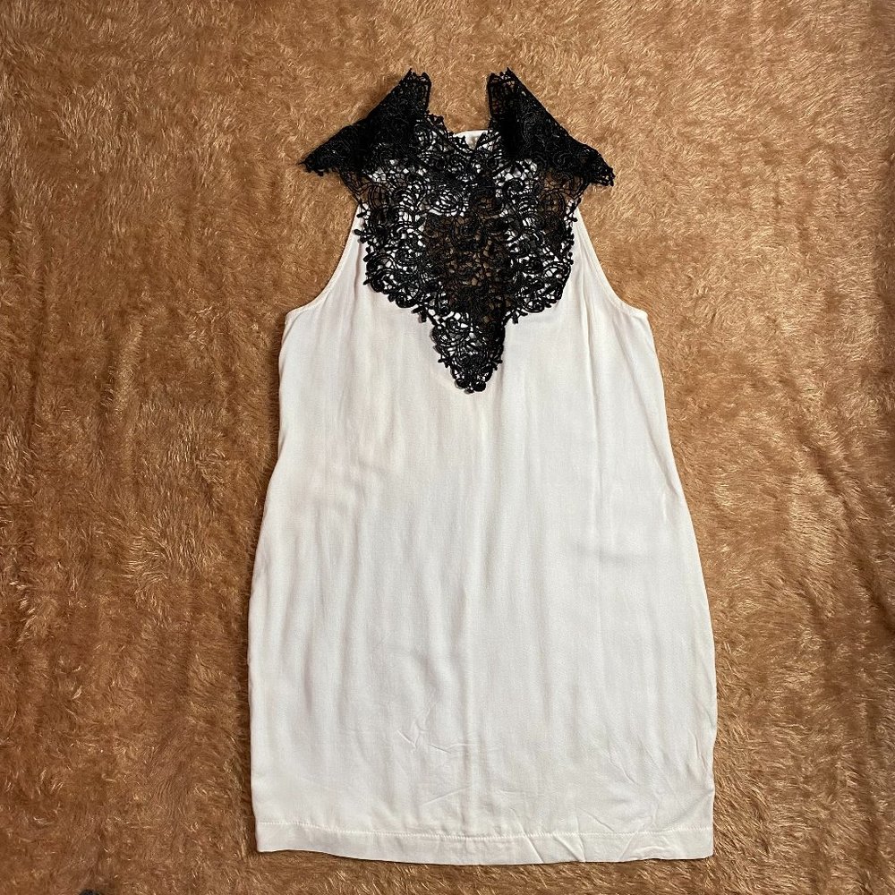 Audrey Tied crochet halter dress in Ivory